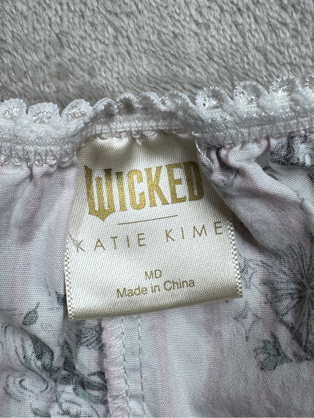 Katie Kime X Wicked Pink White Striped Boxer Style Floral Lace PJ Shorts Medium - Picture 15 of 16
